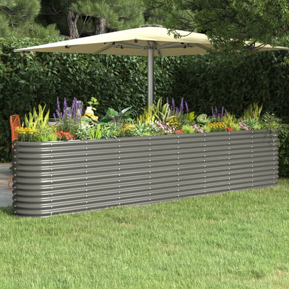Garden Raised Bed Galvanised Steel 332x40x68 cm Grey