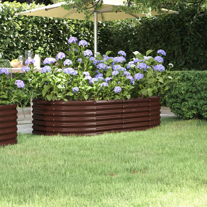 Garden Raised Bed Galvanised Steel 152x80x36 cm Brown