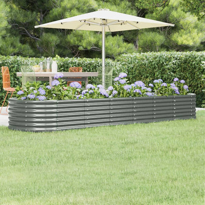 Garden Raised Bed Galvanised Steel 296x80x36 cm Grey