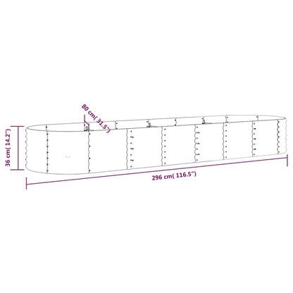Garden Raised Bed Galvanised Steel 296x80x36 cm Silver