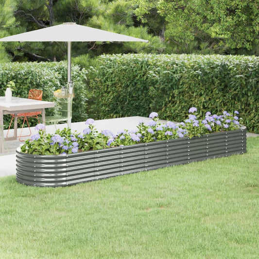 Garden Raised Bed Galvanised Steel 368x80x36 cm Grey