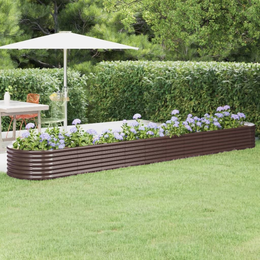 Garden Raised Bed Galvanised Steel 440x80x36 cm Brown