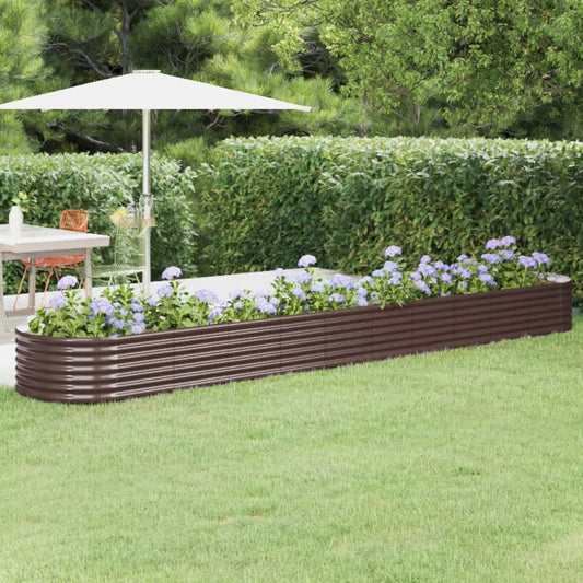 Garden Raised Bed Galvanised Steel 440x80x36 cm Brown