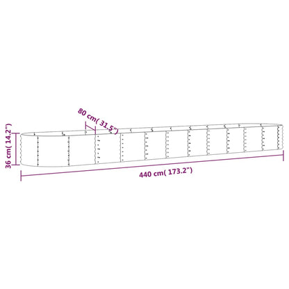 Garden Raised Bed Galvanised Steel 440x80x36 cm Silver