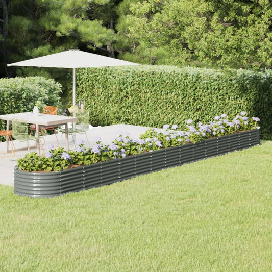Garden Raised Bed Galvanised Steel 620x80x36 cm Grey