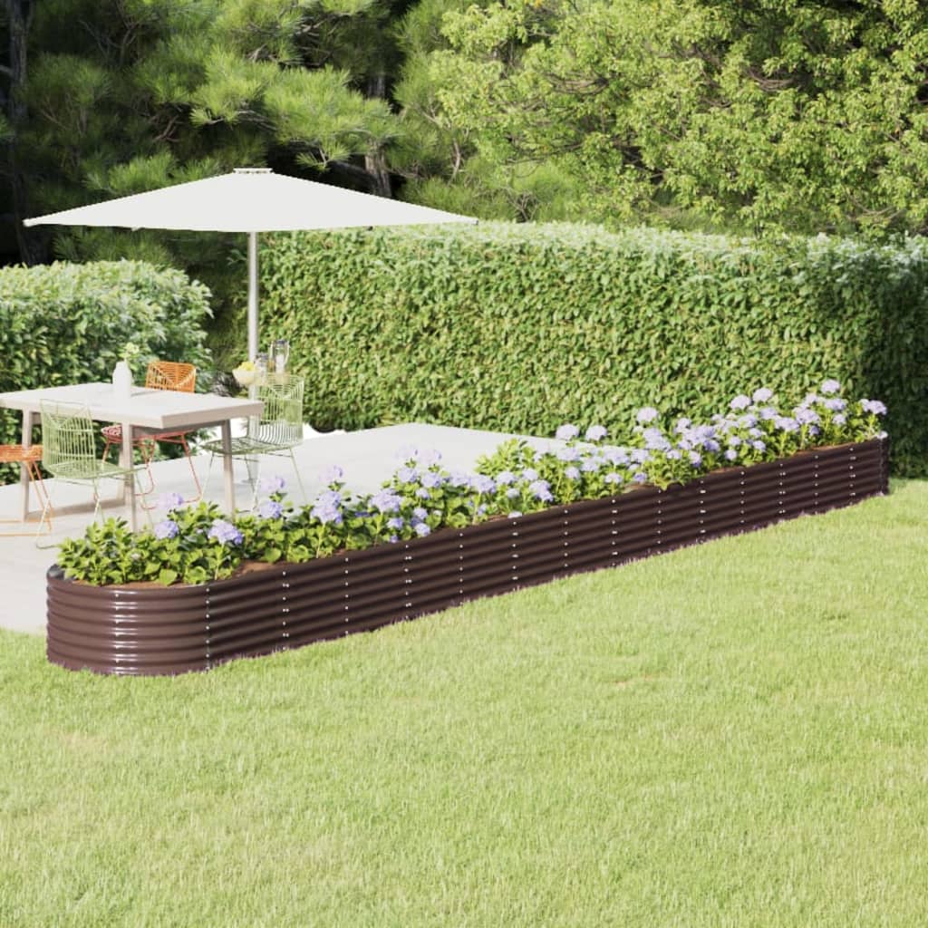 Garden Raised Bed Galvanised Steel 620x80x36 cm Brown