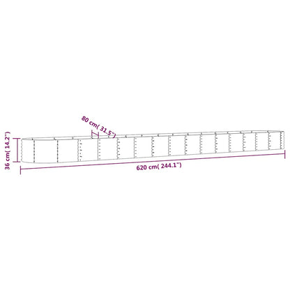 Garden Raised Bed Galvanised Steel 620x80x36 cm Anthracite