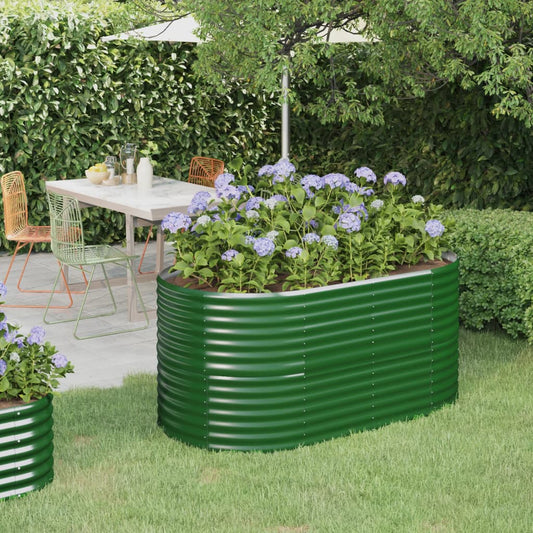 Garden Raised Bed Galvanised Steel 152x80x68 cm Green