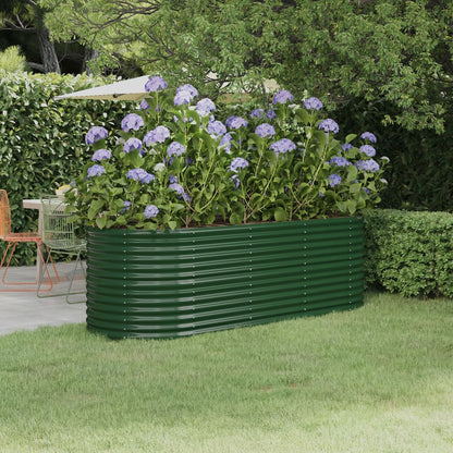 Garden Raised Bed Galvanised Steel 224x80x68 cm Green