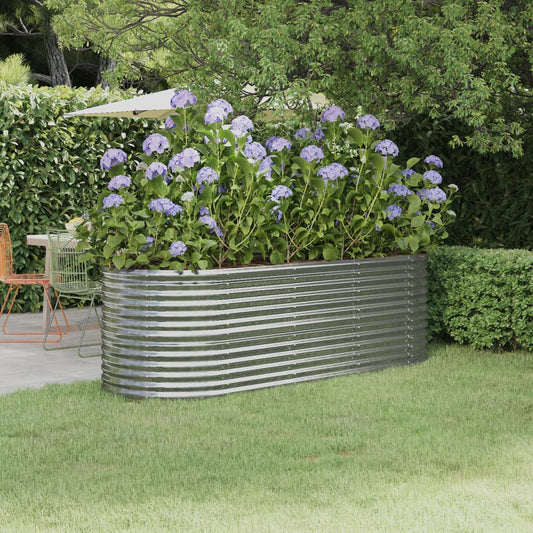 Garden Raised Bed Galvanised Steel 224x80x68 cm Silver