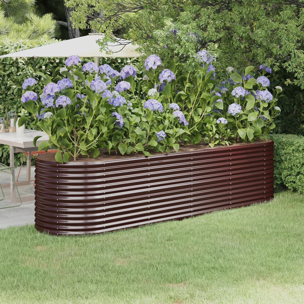 Garden Raised Bed Galvanised Steel 296x80x68 cm Brown