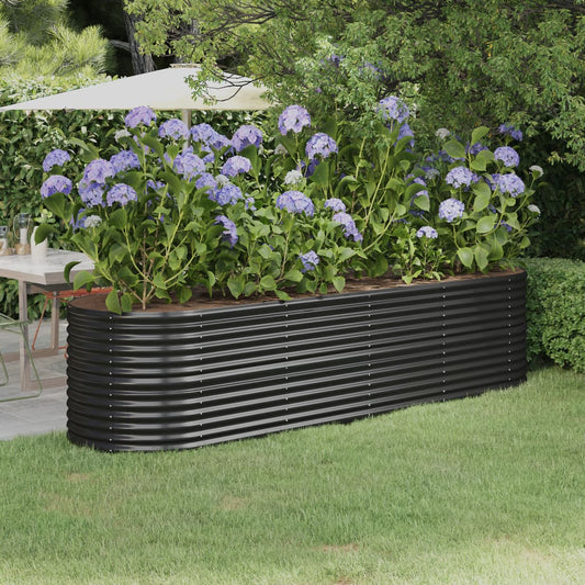Garden Raised Bed Galvanised Steel 296x80x68 cm Anthracite