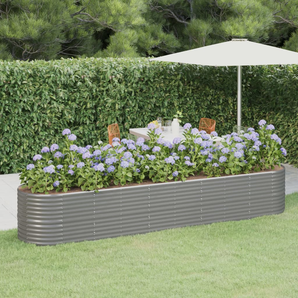 Garden Raised Bed Galvanised Steel 368x80x68 cm Grey