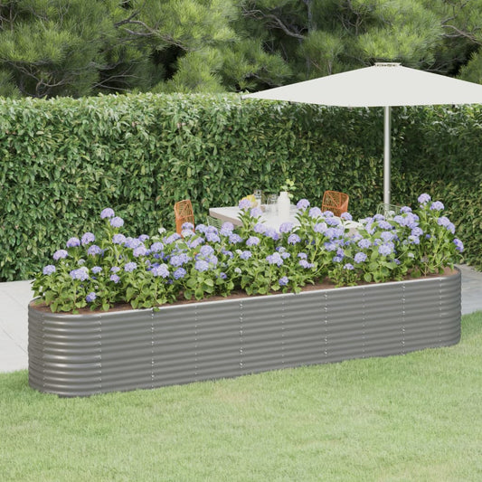 Garden Raised Bed Galvanised Steel 368x80x68 cm Grey