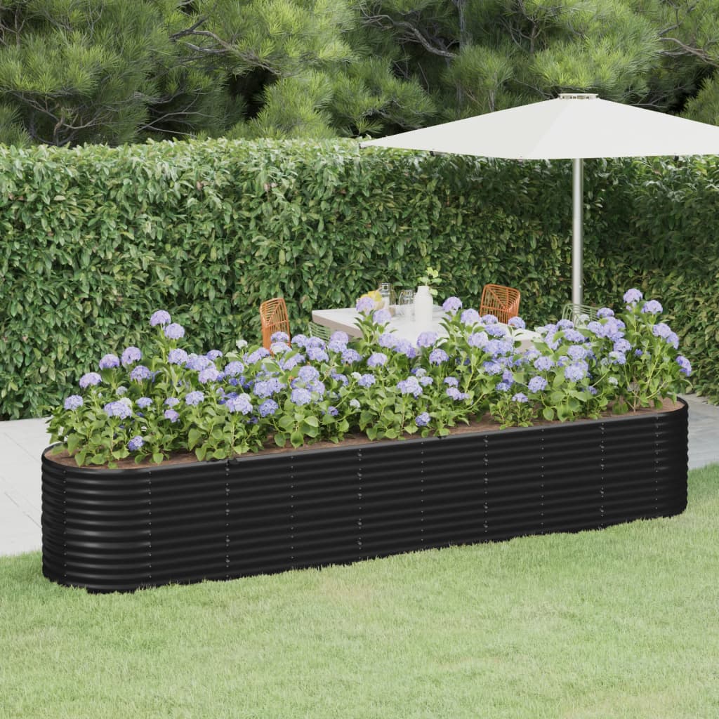 Garden Raised Bed Galvanised Steel 368x80x68 cm Anthracite