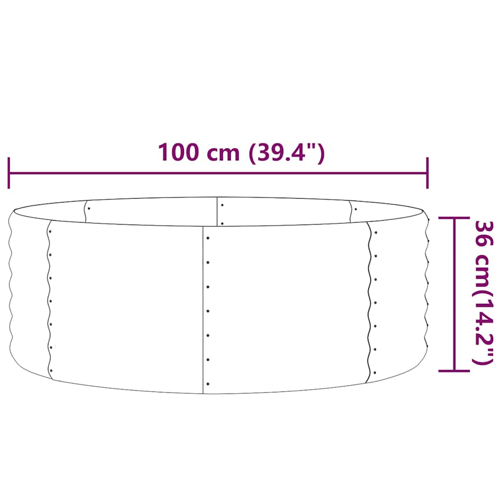 Garden Raised Bed Galvanised Steel 100x100x36 cm Brown