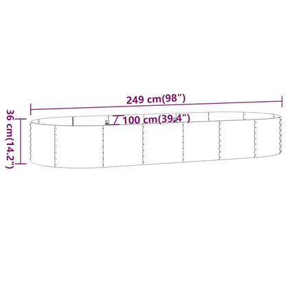 Garden Raised Bed Galvanised Steel 249x100x36 cm Silver