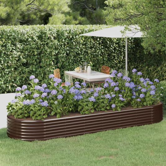 Garden Raised Bed Galvanised Steel 322x100x36 cm Brown