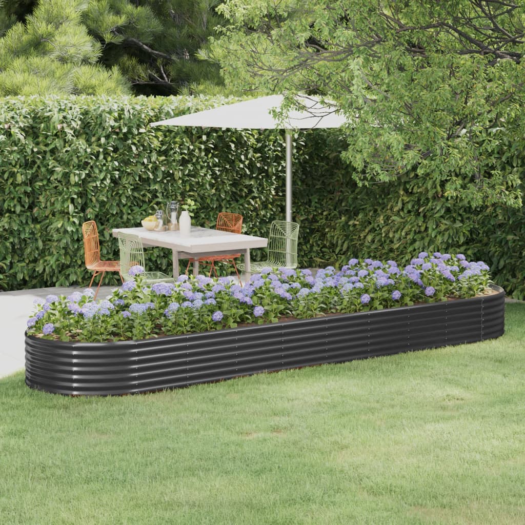 Garden Raised Bed Galvanised Steel 396x100x36 cm Anthracite