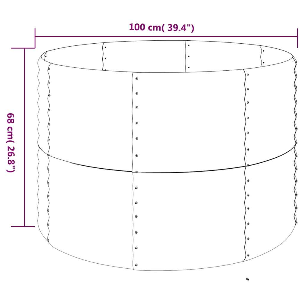 Garden Raised Bed Galvanised Steel 100x100x68 cm Silver