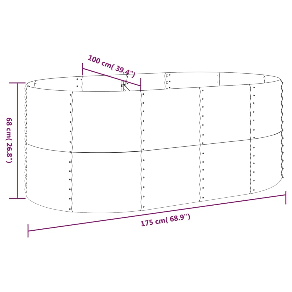 Garden Raised Bed Powder-coated Steel 175x100x68 cm Brown