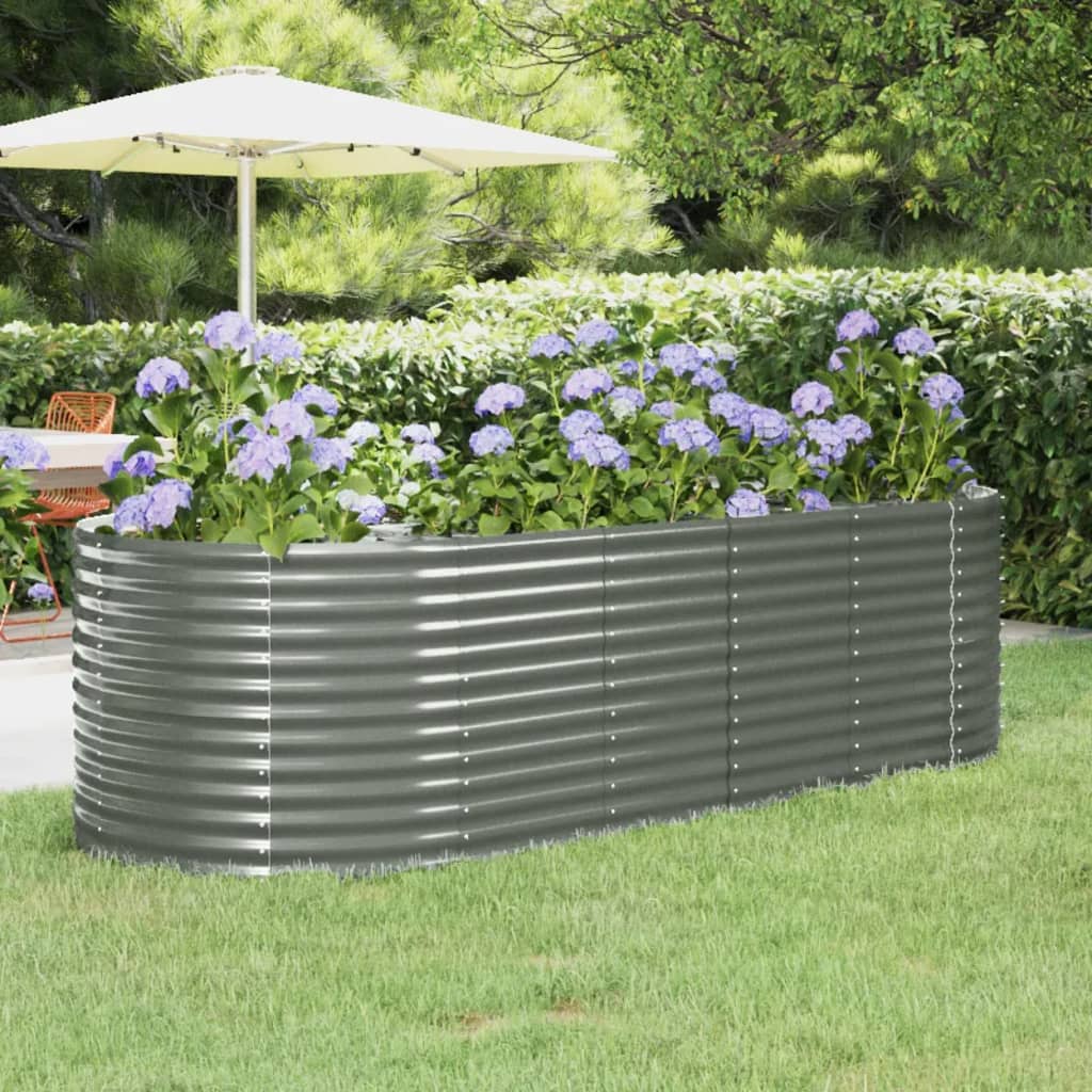 Garden Raised Bed Galvanised Steel 249x100x68 cm Grey