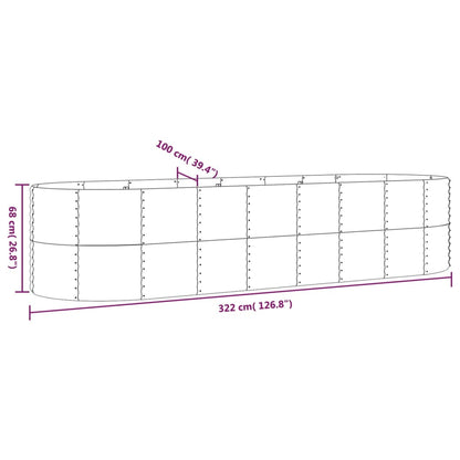 Garden Raised Bed Galvanised Steel 322x100x68 cm Grey