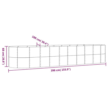 Garden Raised Bed Galvanised Steel 396x100x68 cm Silver