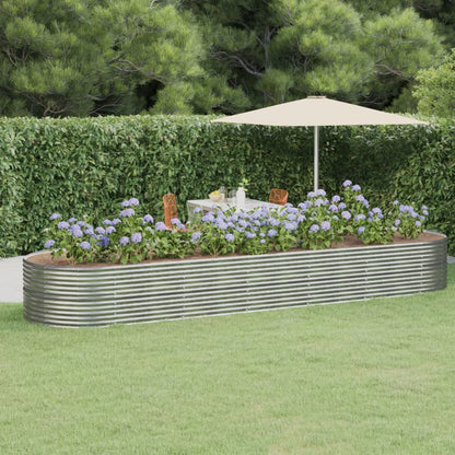 Garden Raised Bed Powder-coated Steel 510x140x68 cm Silver