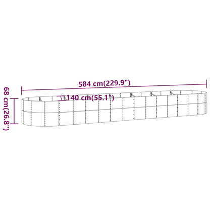 Garden Raised Bed Powder-coated Steel 584x140x68 cm Brown