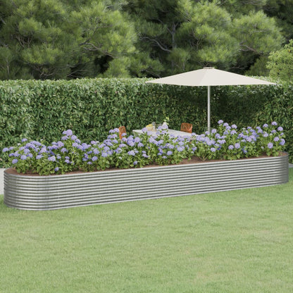 Garden Raised Bed Powder-coated Steel 584x140x68 cm Silver