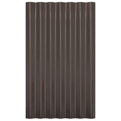 Roof Panels 12 pcs Galvanised Steel Brown 60x36 cm