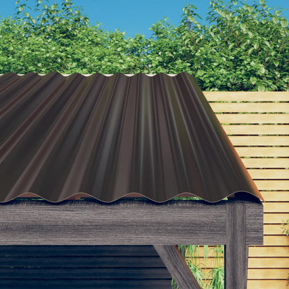 Roof Panels 12 pcs Galvanised Steel Brown 60x36 cm