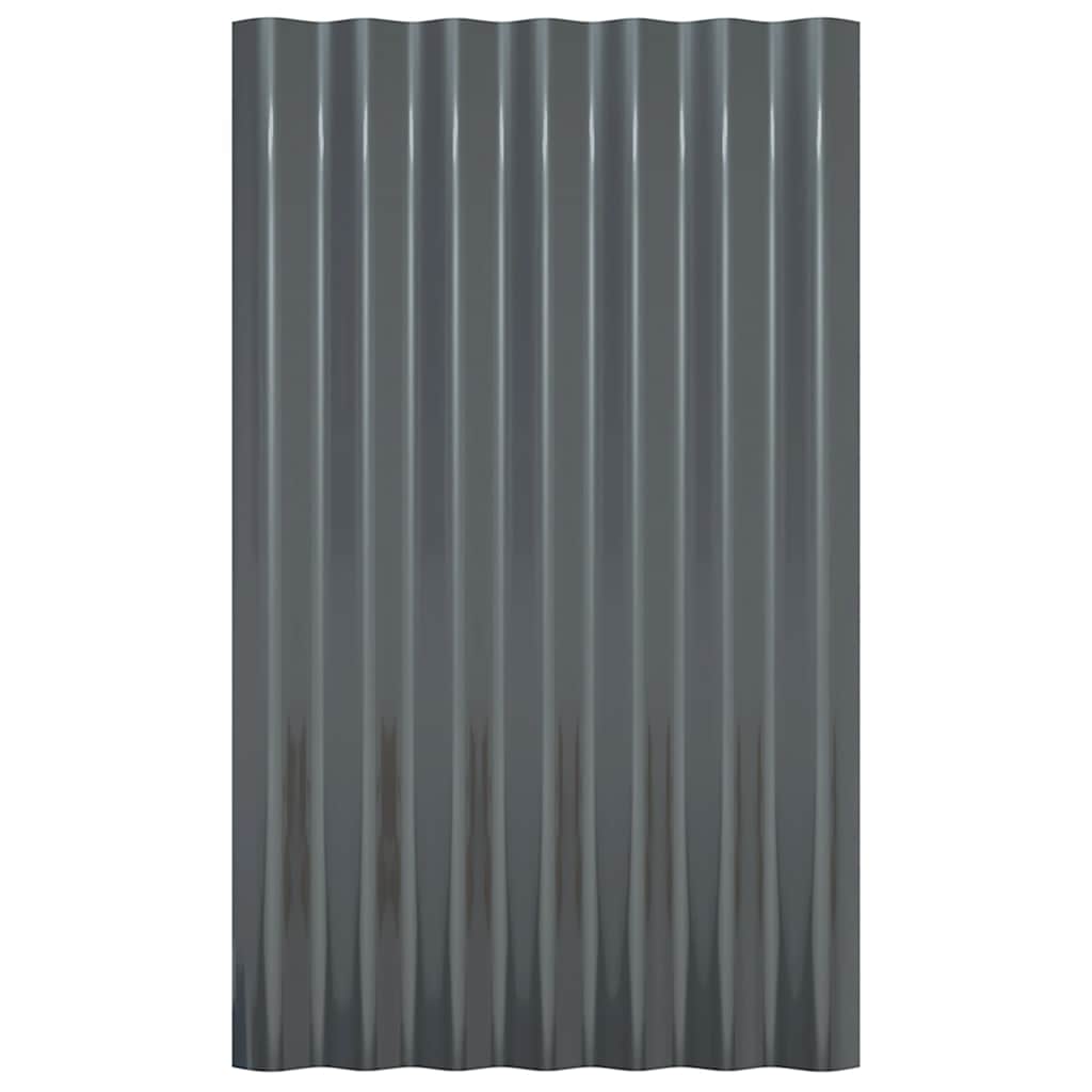 Roof Panels 12 pcs Galvanised Steel Anthracite 60x36 cm