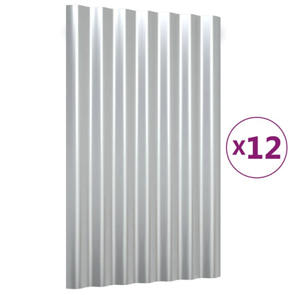 Roof Panels 12 pcs Galvanised Steel Silver 60x36 cm