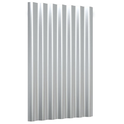 Roof Panels 12 pcs Galvanised Steel Silver 60x36 cm