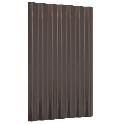 Roof Panels 36 pcs Galvanised Steel Brown 60x36 cm