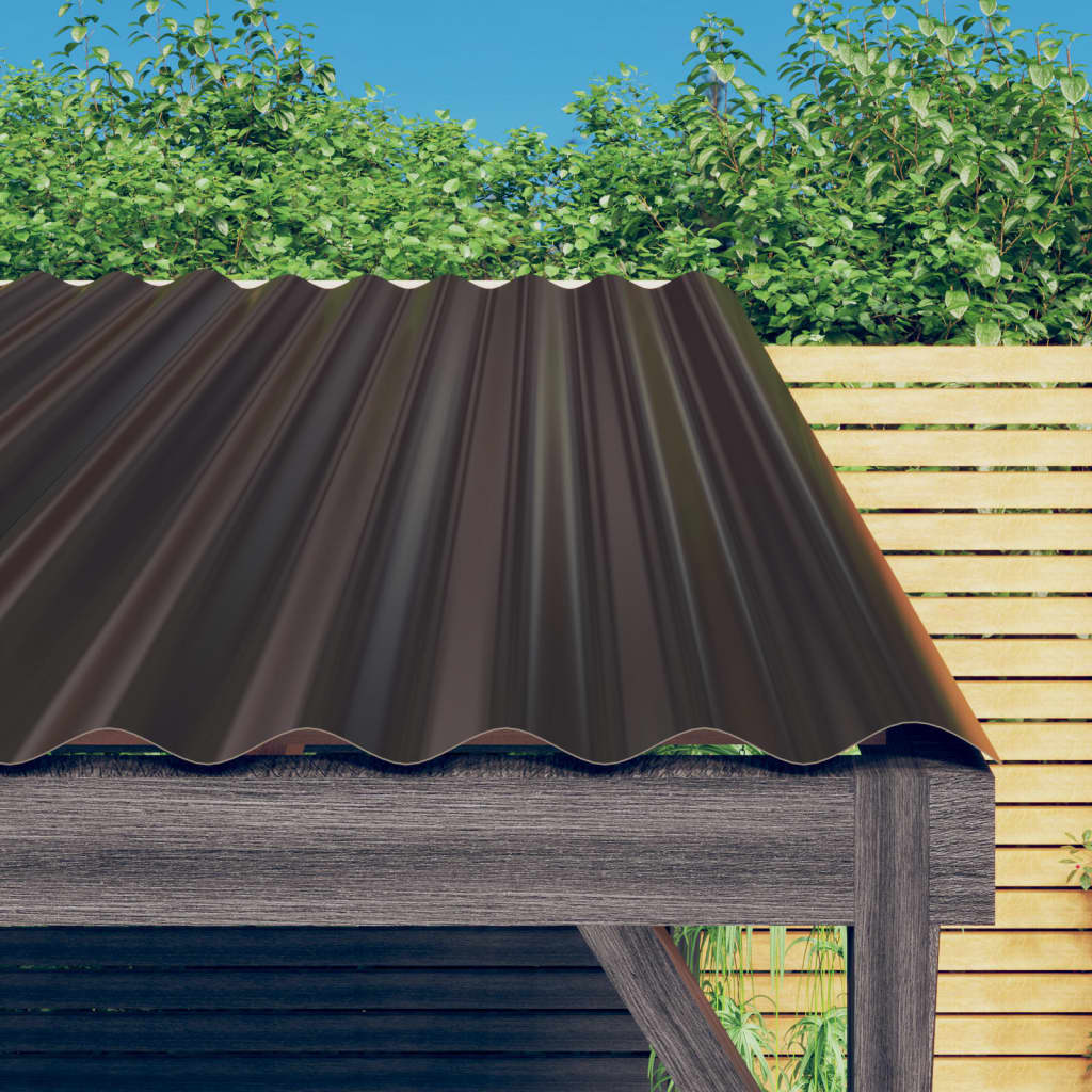 Roof Panels 36 pcs Galvanised Steel Brown 60x36 cm