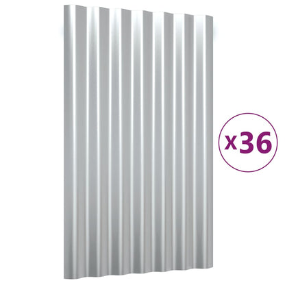 Roof Panels 36 pcs Galvanised Steel Silver 60x36 cm
