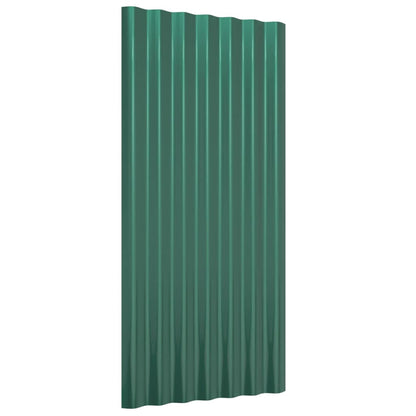 Roof Panels 12 pcs Galvanised Steel Green 80x36 cm