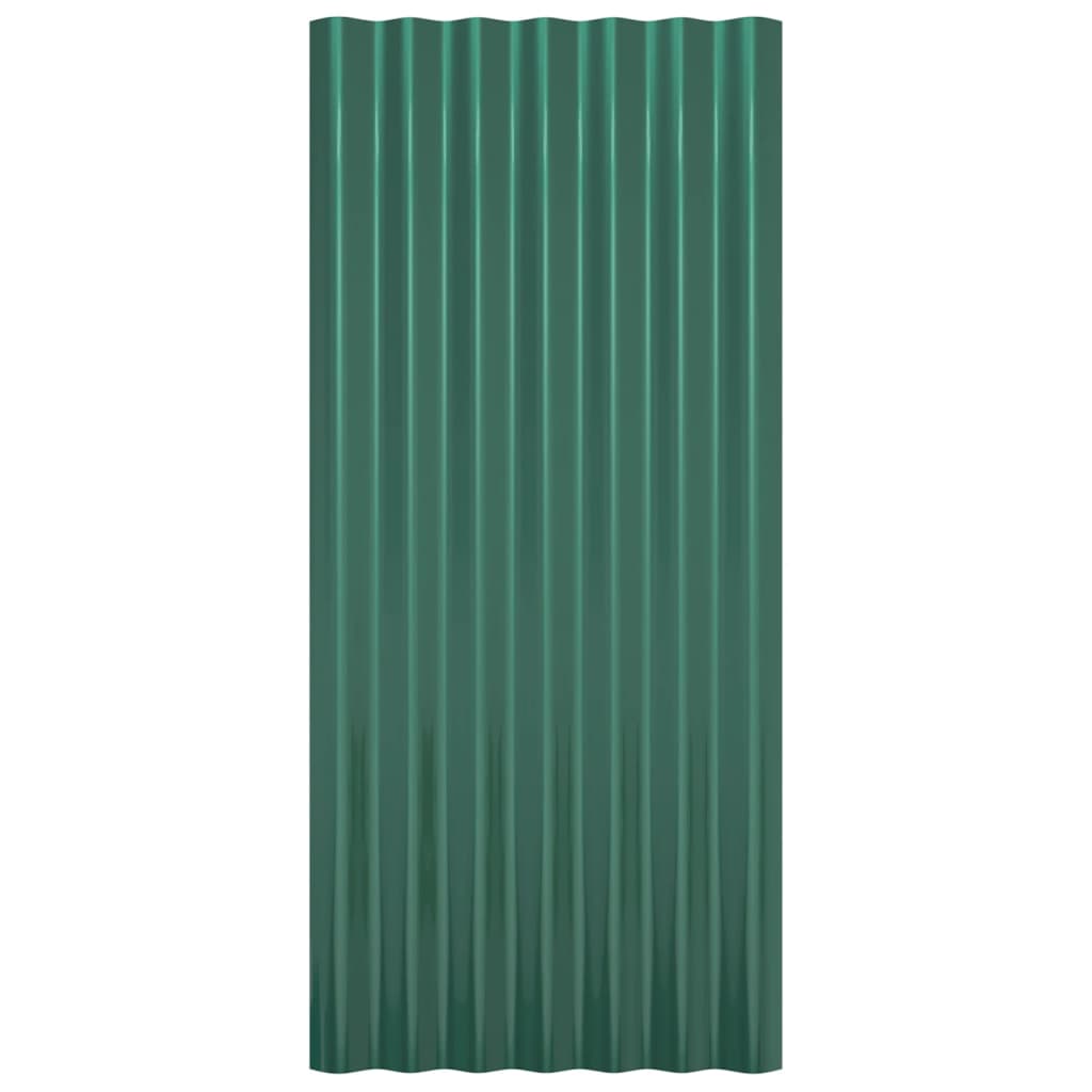 Roof Panels 12 pcs Galvanised Steel Green 80x36 cm