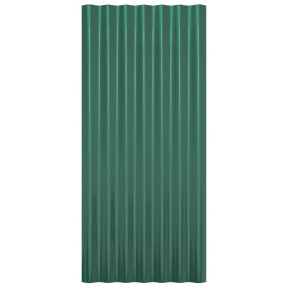 Roof Panels 12 pcs Galvanised Steel Green 80x36 cm