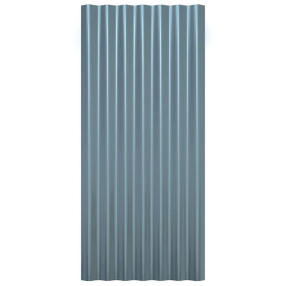 Roof Panels 12 pcs Galvanised Steel Grey 80x36 cm