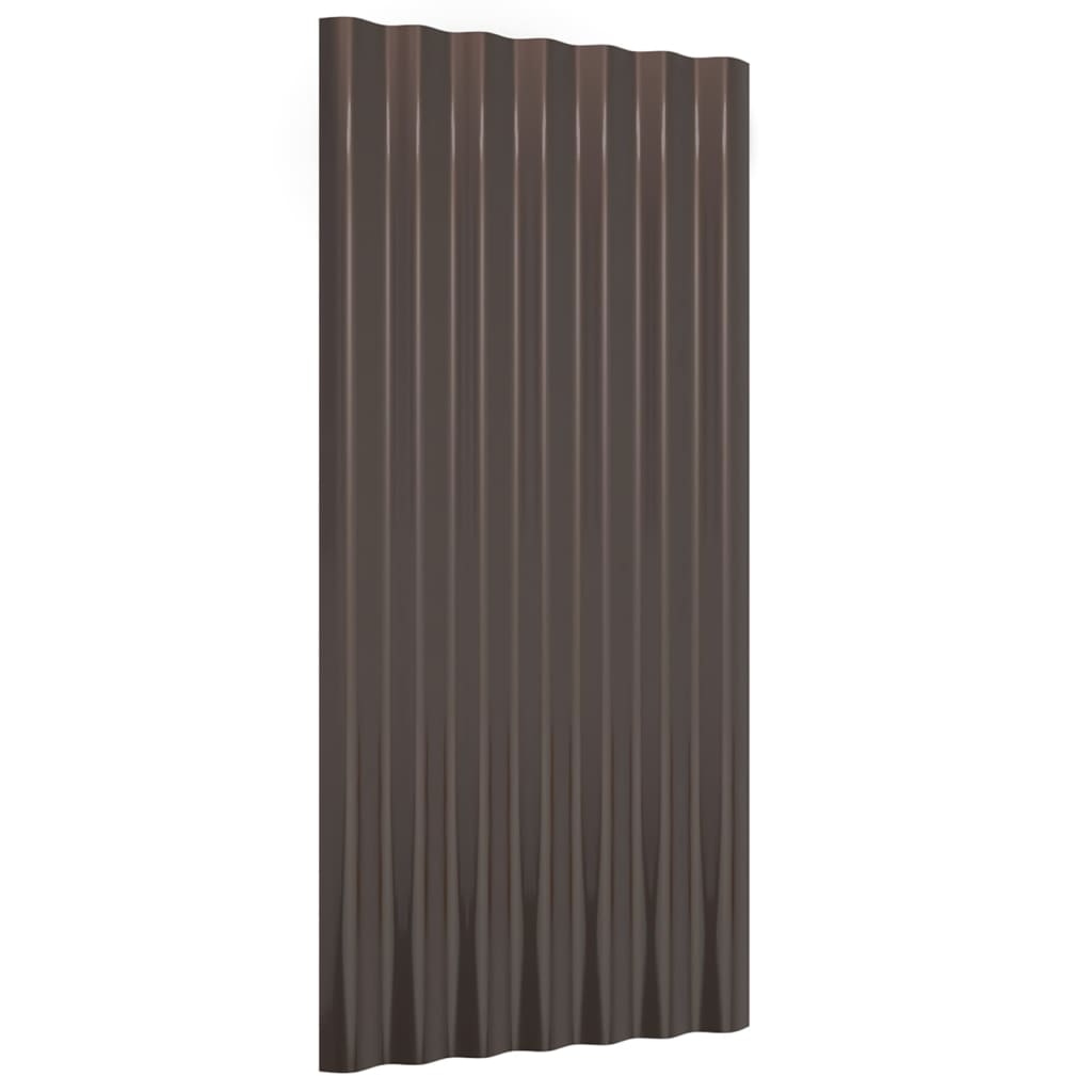 Roof Panels 12 pcs Galvanised Steel Brown 80x36 cm
