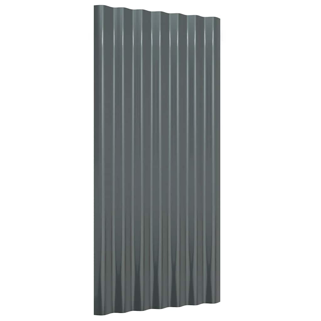 Roof Panels 12 pcs Galvanised Steel Anthracite 80x36 cm