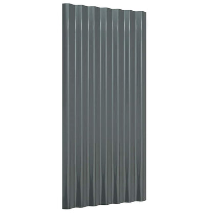 Roof Panels 12 pcs Galvanised Steel Anthracite 80x36 cm