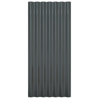 Roof Panels 12 pcs Galvanised Steel Anthracite 80x36 cm