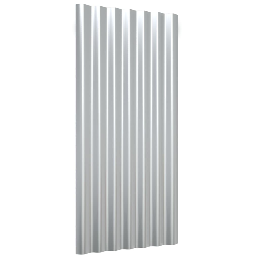 Roof Panels 12 pcs Galvanised Steel Silver 80x36 cm