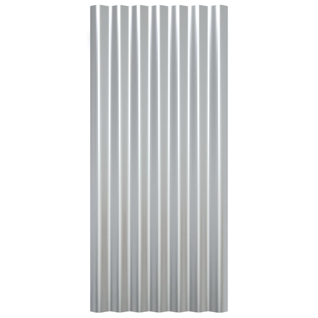 Roof Panels 12 pcs Galvanised Steel Silver 80x36 cm