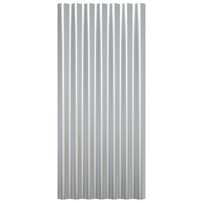 Roof Panels 12 pcs Galvanised Steel Silver 80x36 cm